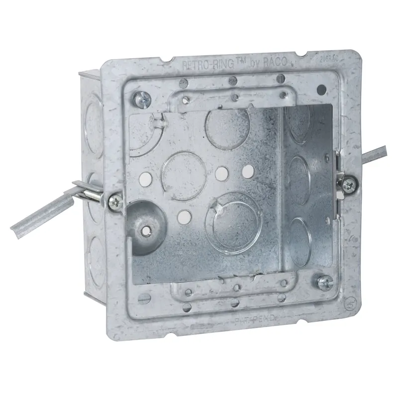Raco 232-OW 4 inches Square Box, Welded, 2-1/8 inches Deep, (10) 1/2 inches KOs & (5) TKO's, Old Work