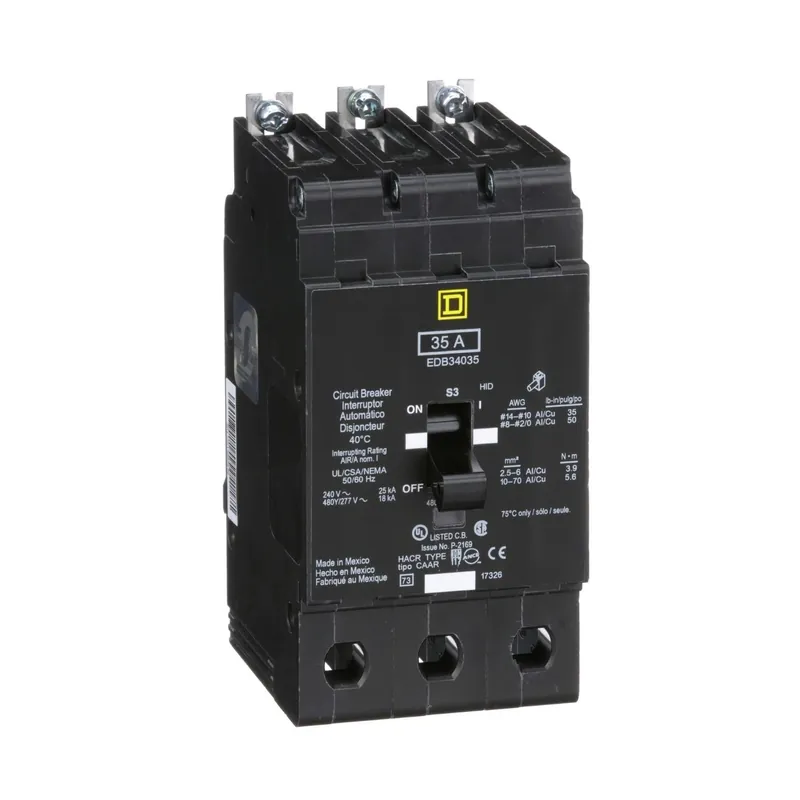 Square D EDB34035 miniature circuit breaker 480y/277 volt 35 amp