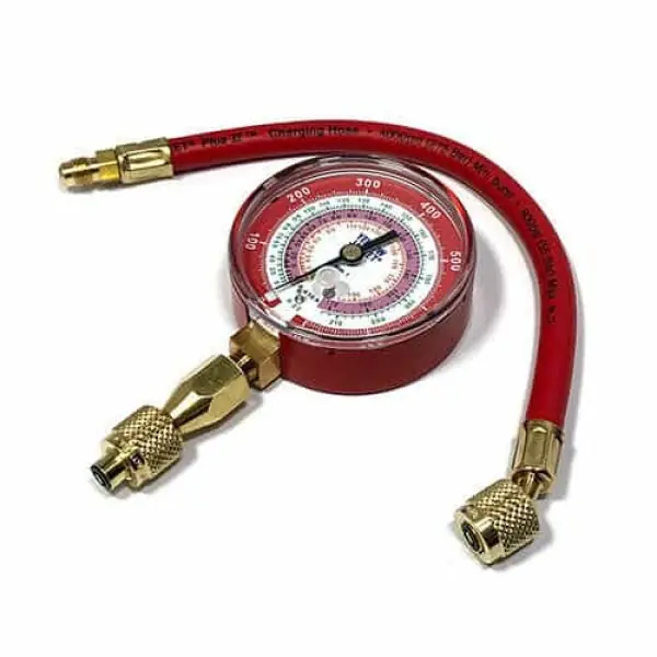 Yellow Jacket 40344 Red Single Test Pressure Gauge (R22/R410A/R404A) W/12 inches Hose
