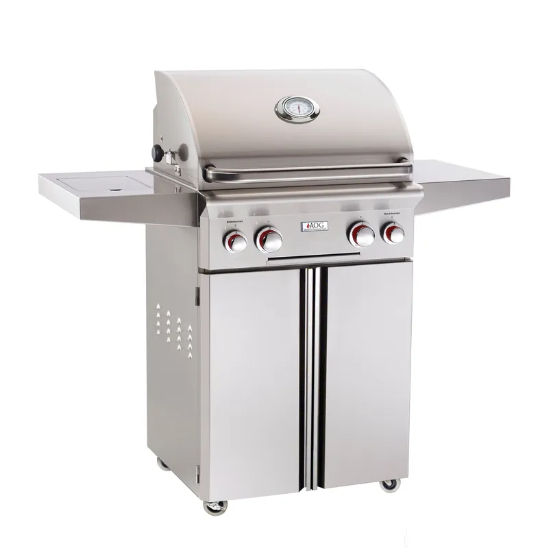 American Outdoor Grill 24PCT T-Series Propane 24W Inch Portable Grill with Backburner Piezo Ignition