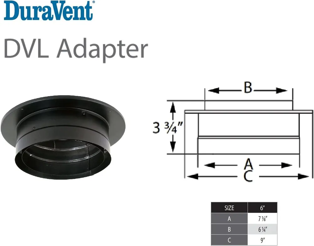 Duravent 6DVL-ADT DVL Chimney Adapter 6 inch