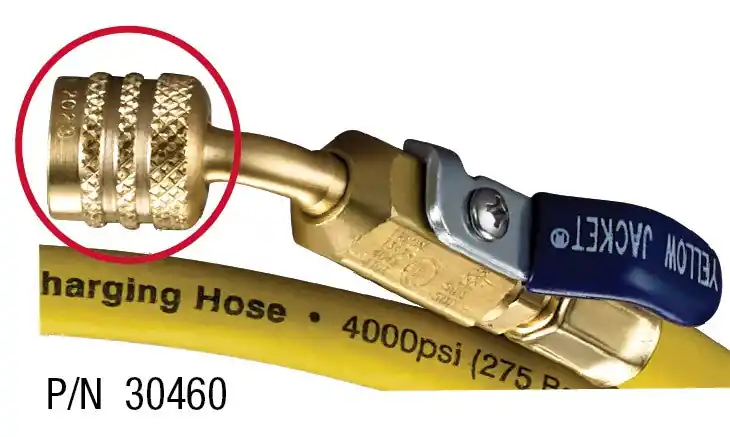 Yellow Jacket 30660 PLUS II 1/4 inches Hose for Left-Handed A2L Refrigerant Tanks - 60 inches Length 1/4 inches LH to 1/4 inches RH Right Angle Fitting
