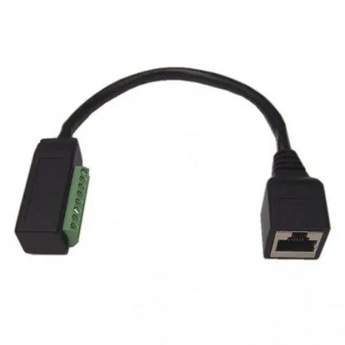 Calrad 72-173 RJ45 Female to 8 Position Side Terminal Block Adapter with 6 in. Pigtail Cable