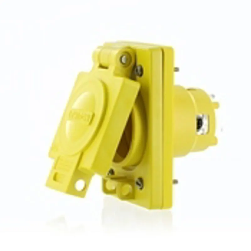 Leviton 68W47 30 Amp, 125 Volt, NEMA L5-30, 2P, 3W, IP66 Rated Cover, Grounding, Corrosion Resistant, Wetguard, Single Locking Inlet