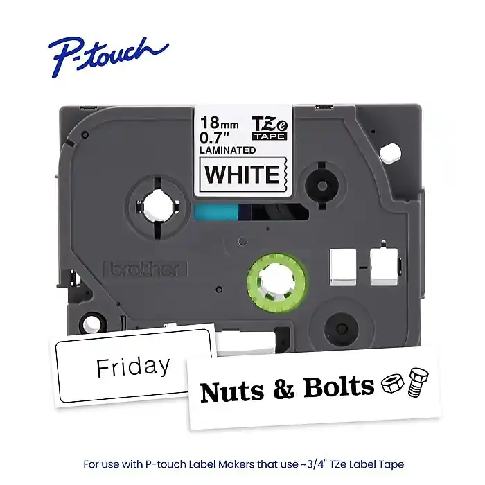 Brother TZE241G P-touch Black Print on White Laminated Label Tape (18mm x 8m) Replaces TZe241