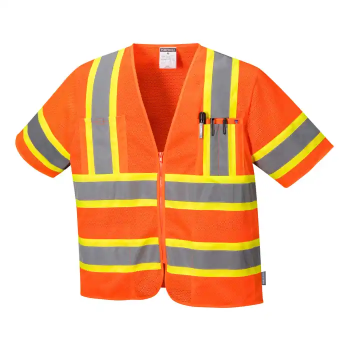 Portwest US383-YEL-M Augusta High Visibility Sleeved Safety Vest - ANSI Class 3 -