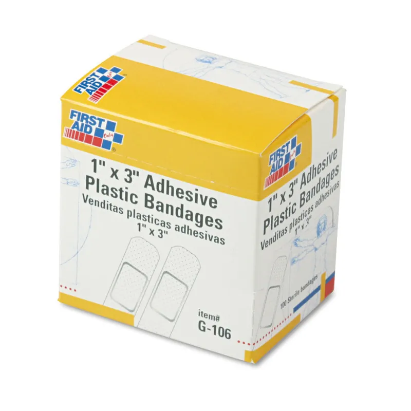 First Aid G106 Plastic Bandage 1 inches x 3 inches 100/Box