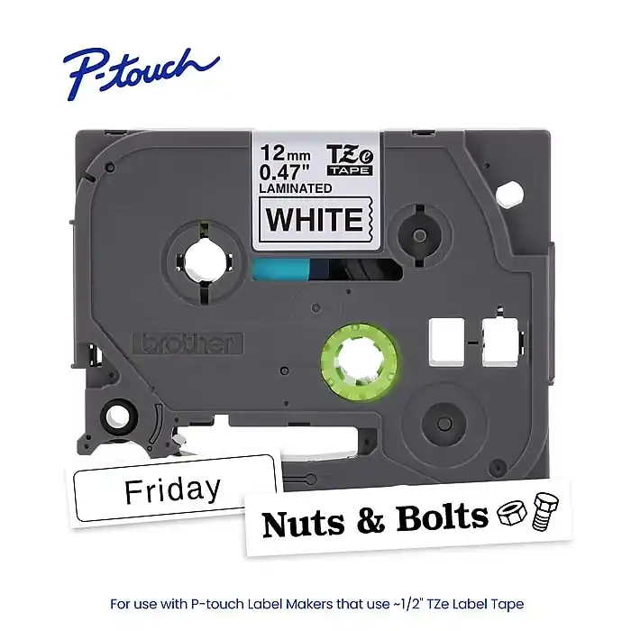 Brother TZE231G P-touch Black Print on White Laminated Label Tape (12mm x 8m)