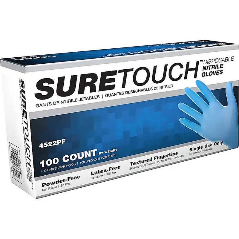Sas Safety 4522PFM SureTouch Powder-Free Nitrile Disposable Gloves - 5 Mil - 100PK
