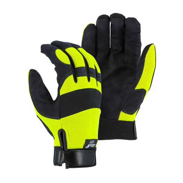 Majestic 2137hy-l Armor Skin Mechanics Gloves, Construction Black/Yellow, Size: L