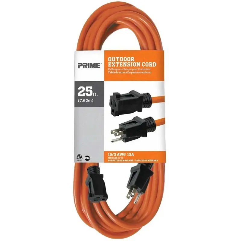 Prime Wire & Cable EC501625 25ft 16/3 SJTW Outdoor Extension Cord
