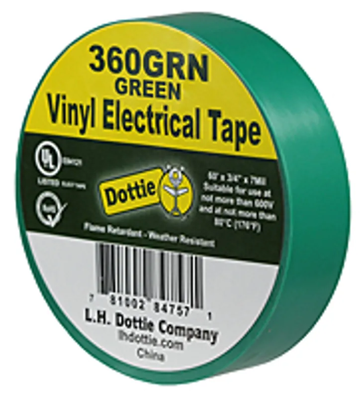 Dottie 360GRN 3/4in 60ft 7mil Premium Color Coding PVC Tape replacement mpn