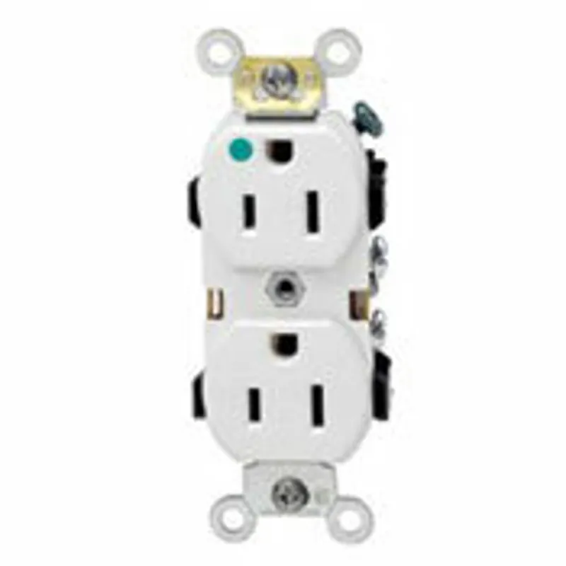 Leviton 8200-HW Duplex Receptacle, Heavy Duty Hospital Grade, 15 Amp, 125 Volt