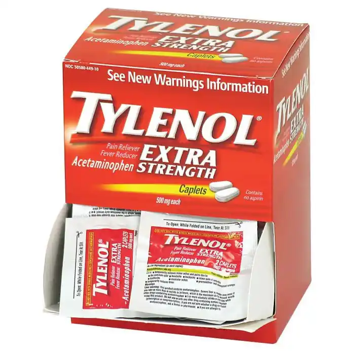 First Aid 40900 Tylenol Extra Strength Acetaminophen Packets 50/Box