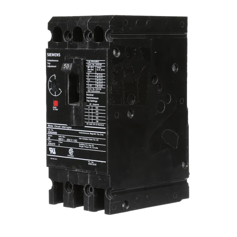 Siemens ED63A050 Sentron Molded Case Circuit Breaker 50A