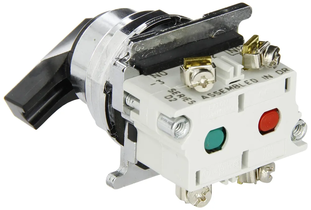 Eaton 10250T20LB Electrical 30.5 mm 600 VAC 1no 1nc 2-position Maintained Knob Lever Non-Illuminated Selector Switch
