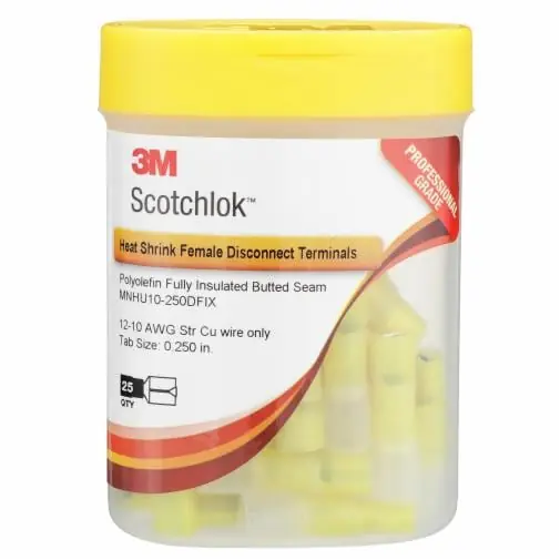 Scotchlok MNHU10-250DFIX Female Disconnect Heatshrink Nylon Insulated 25/bottle
