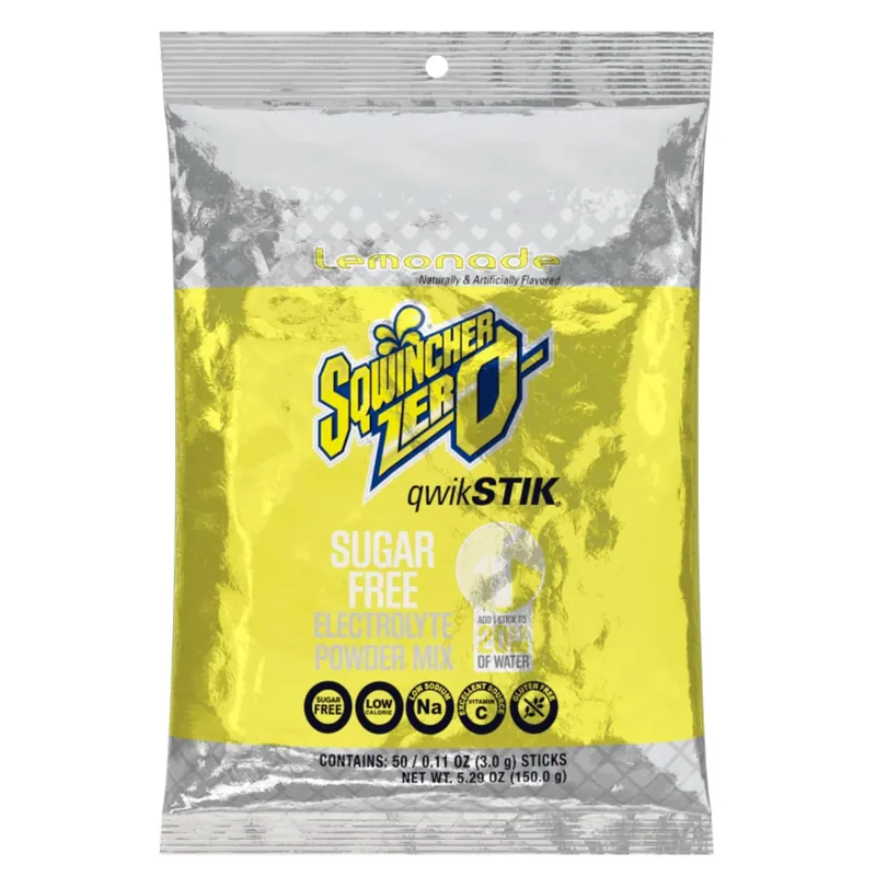Sqwincher 060103-LA Qwik Stik Instant Powder Concentrate Stick Lemonade Electrolyte Drink 11 Ounce (Pack of 50)