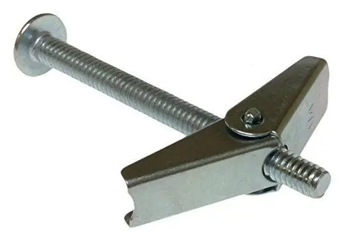 Metallics J1513 1/4-20 x 5 Round Head Slotted Spring Wing & Toggle Bolt Steel Zinc