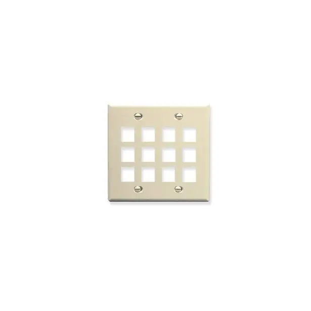 Icc IC107F12AL Faceplate, Flat, 2-Gang, 12-Port, Almond