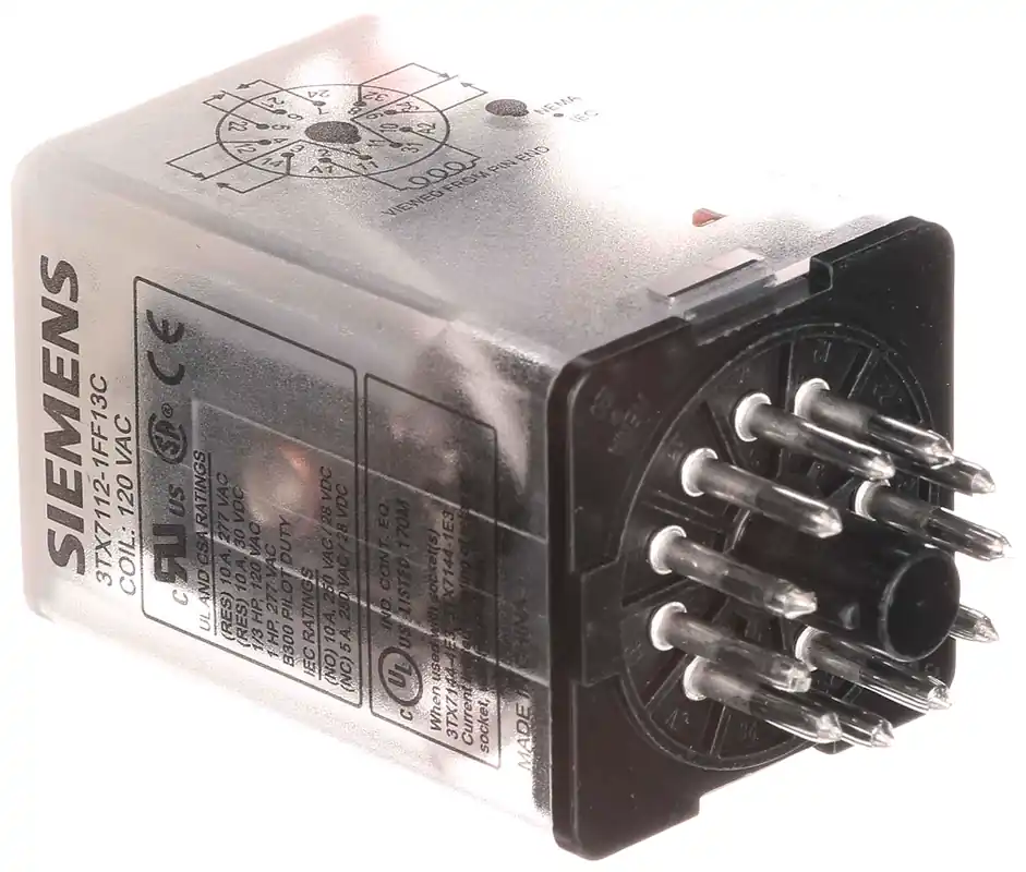 Siemens 3TX7112-1FF13C 120 VAC 16 Amp 3PDT Plug-In Relay