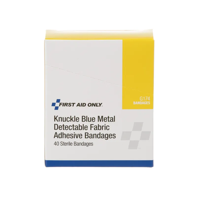 First Aid G174 Knuckle Bandage, Blue Metal Detectable Woven - 40 Per Box