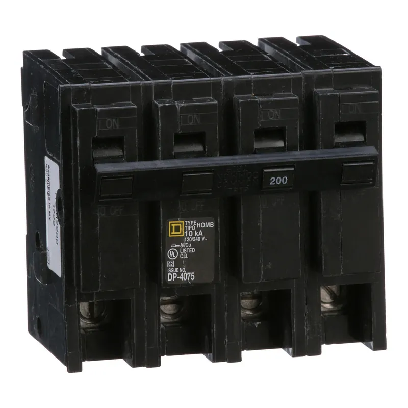 Square D HOM2200 2-Pole 200 Amp 120/240 Volt Plug-On Thermal Magnetic Miniature Circuit Breaker