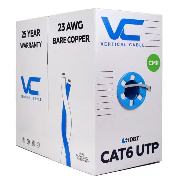 Vertical Cable 060-490/GY Cat6, 550 MHz, UTP, 23AWG, Solid Bare Copper, 1000ft, Bulk Ethernet Cable