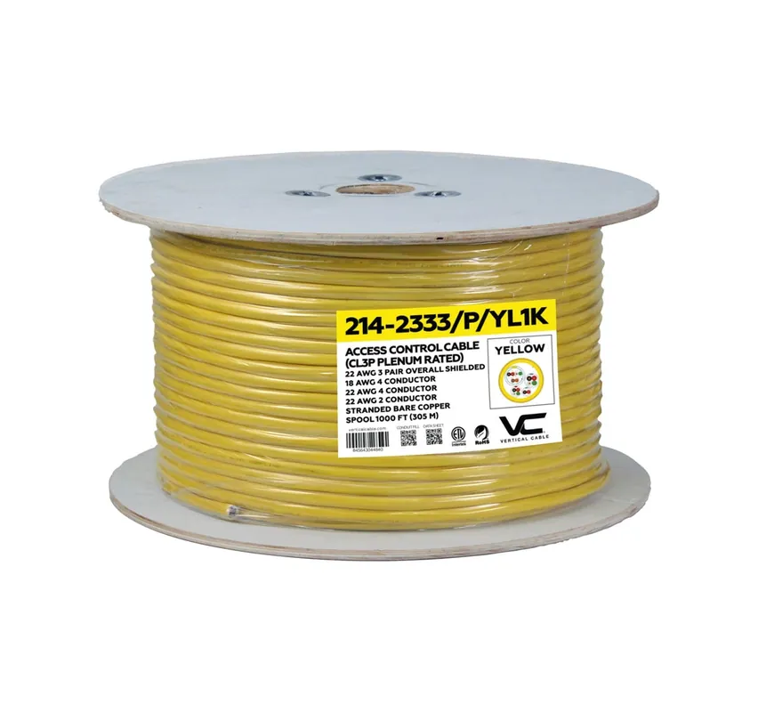 Vertical Cable 214-2333/P/YL1K 22/3P Shield+18/4+22/4+22/2 Strand Plenum 1000Sp