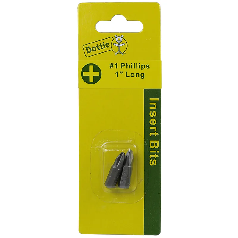 Lh Dottie IB1PC Insert Bit, #1 Tip Size, Phillips Tip Type, 1 in. Overall Length, 2 Pieces, #6 Screw Size