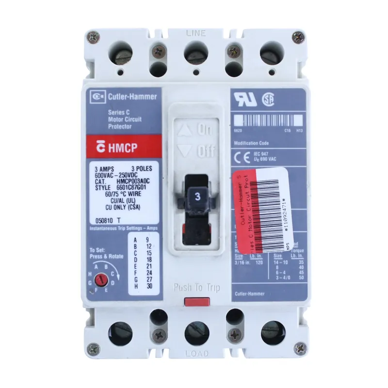 Eaton HMCP003A0C Molded Case Circuit Breaker Accessory Motor Circuit Protector 3 A