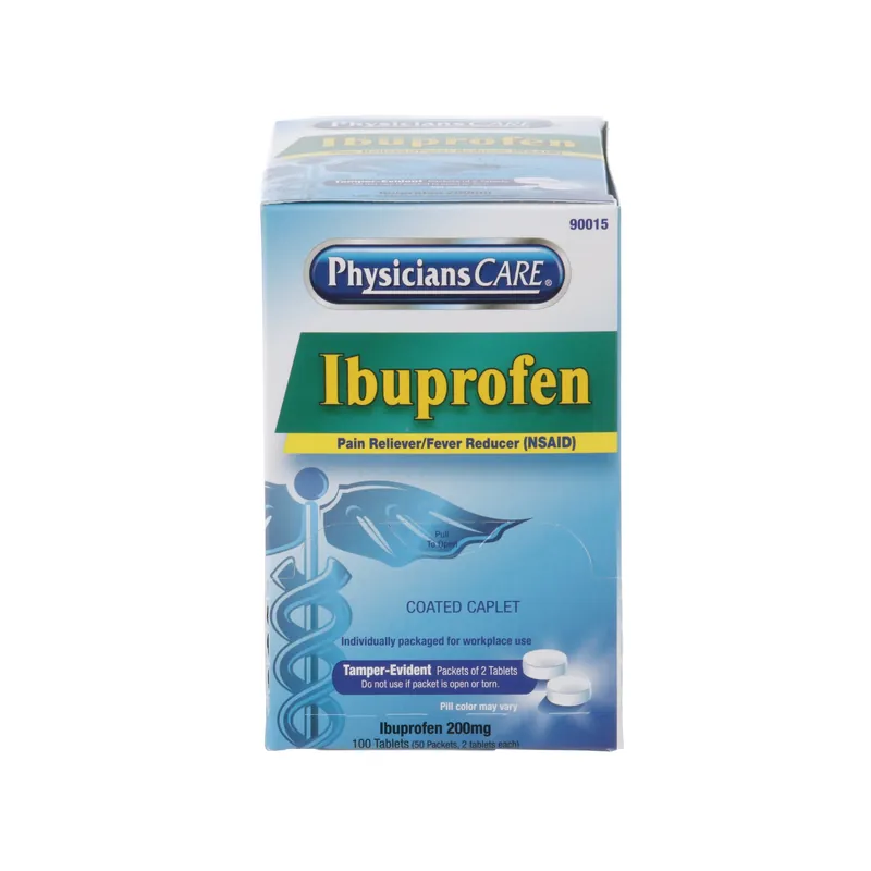 First Aid 90015 PhysiciansCare Ibuprofen 200 mg, 2 Pkg/50 Each