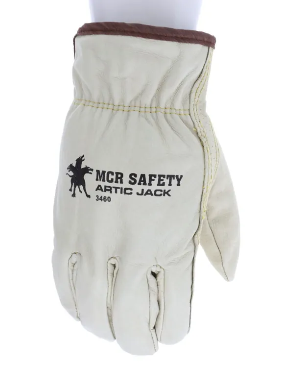 Mcr Safety 3460-L Artic Jack Insulated Leather Drivers Work Gloves - Premium A Grain Pigskin Leather - Keystone Thumb - Insulated with Thermosock (L)