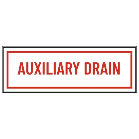 Fire Protection 02-026 6 x 2 Auxiliary Drain Id Sign