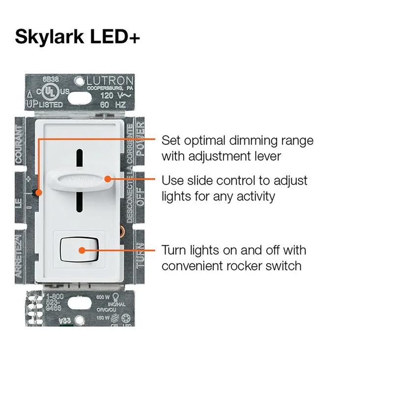 Lutron SCL-153P-BR Skylark LED+ Dimmer 150/600W