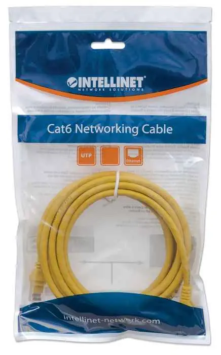 Intellinet 342339 Network Cable, Cat6, UTP 100% Copper, RJ45 Male / RJ45 Male, 0.5 m (1.5 ft.)