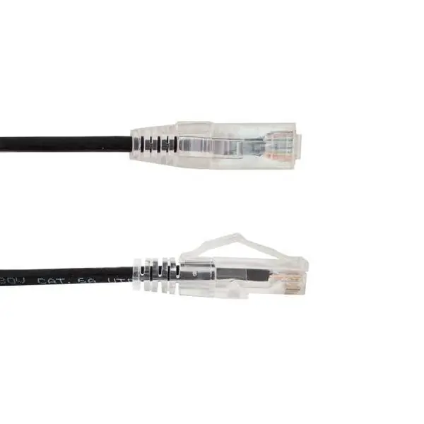 Vertical Cable 077-2028/2BK Cat6A Slim Snagless Patch Cord 2 feet