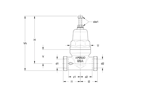 Apollo Valves 36ELF11401TB Direct Acting Water Pressure Reducing Valve 15-75 psi 3/4 inches (Union FNPT x FNPT)