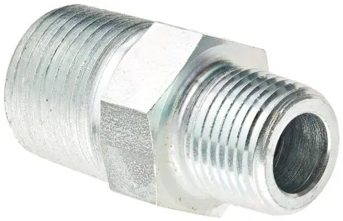 Eaton 2083-8-6S Aeroquip Steel Pipe Fitting, Hex Nipple, 1/2 inches x 3/8 inches NPTF Male