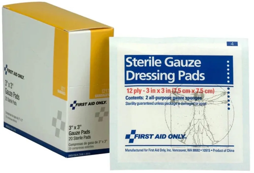 First Aid I211 Gauze Pads 3 inchesX3 inches Sterile 20/Box