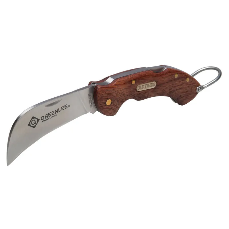 Greenlee 0652-28 Hawkbill Pocket Knife, Wood Handle