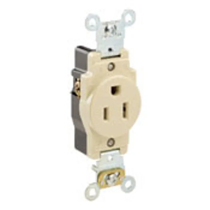 Leviton 5261-CR Single Receptacle 15 Amp 125 Volt NEMA 5-15R