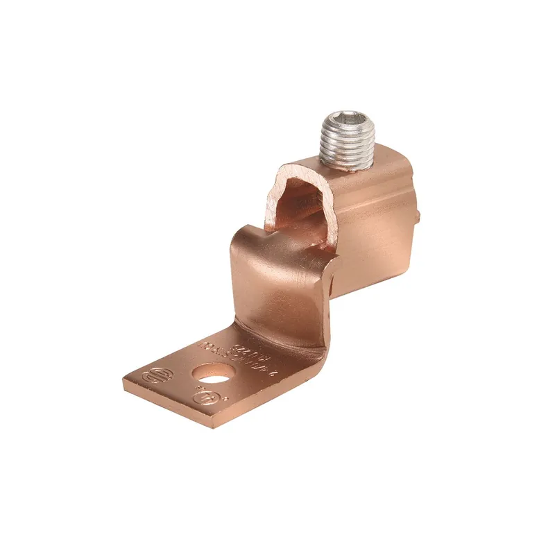 Burndy KLU225 Copper Terminal, Offset Tongue, 1 Hole, 2-4/0 AWG (Str), 5/16 inches Stud, 1 Screw