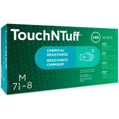 Ansell 92-600-7.5-8 TouchNTuff® 92-600 Industrial Grade Nitrile Disposable Gloves, Powder-Free, M, 100/Box