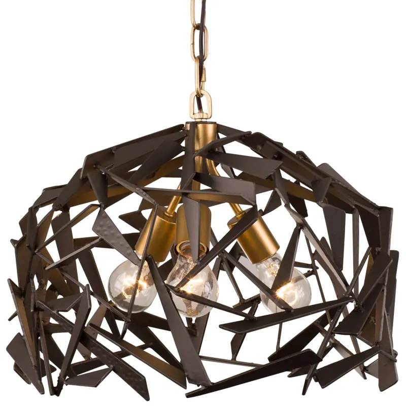 Varaluz 286P03AGRB Bermuda 3 Light 18 inches Hand Forged Recycled Steel Pendant