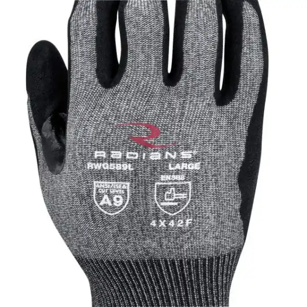 Radians RWG589 Sandy Foam Nitrile Coated Glove Cut Level A9