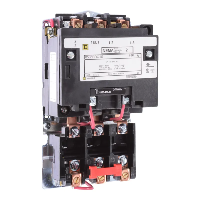 Square D 8536SDO1V03 220/240 VAC 45 Amp 25 Hp 3-Pole Open Type Full Voltage Non-Reversing Magnetic Starter