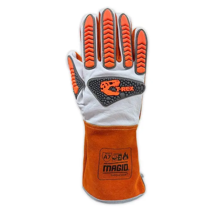 Magid TRX878L T-REX Inferno Series FR Split Leather Impact Level 2 Welder Gloves