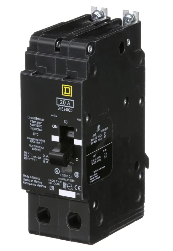 Square D EGB24020 miniature circuit breaker 20 amp