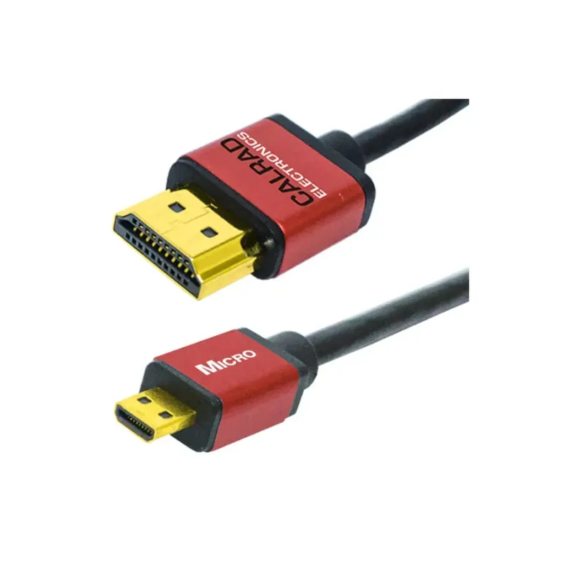 Calrad 55-647-S-2 Ultra Slim HDMI Type A Male to HDMI Micro Type D Male High Speed Cable, 1080p, 2 m. Long
